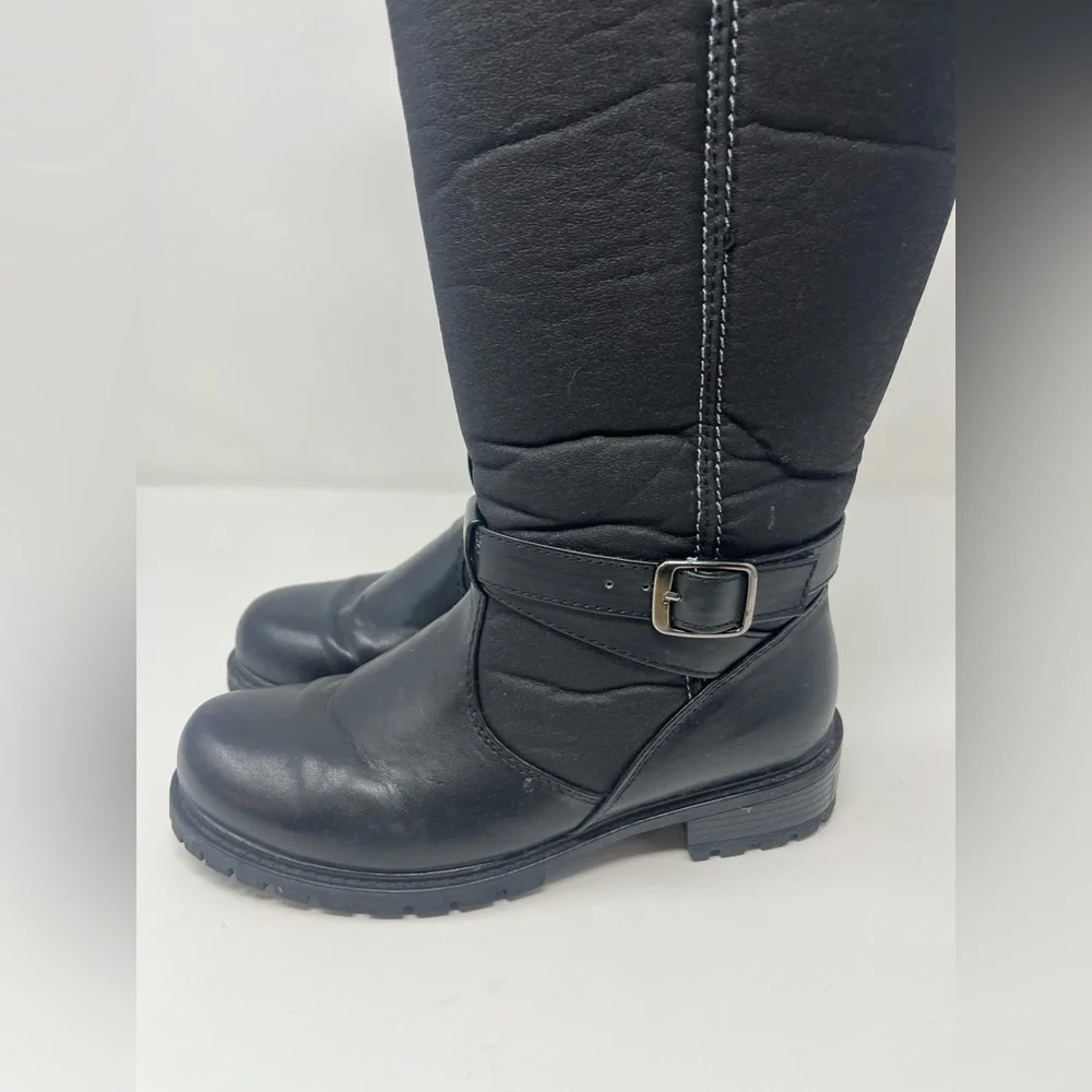 KHOMBU Tall Boots Side-Zip Winter Women's 7.5 M Black Faux Fur Trim BW1291BT